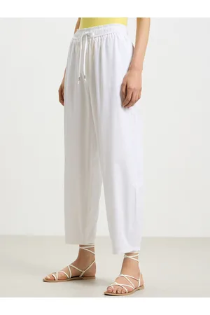 Calliope Women Pure Cotton Mid-Rise Regular Fit Trousers