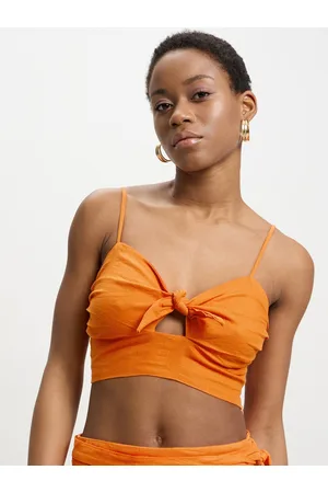 Calliope Smocked Knotted Crop Top