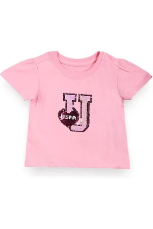 Ralph Lauren Girls Typography Printed Embellished Pure Cotton Casual T-shirt