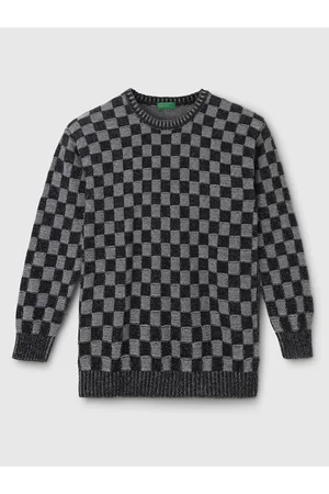 Benetton Boys Checked Cotton Pullover