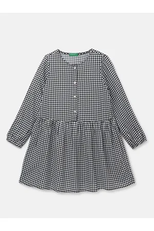 Benetton Girls Conversational Printed Fit & Flare Dress