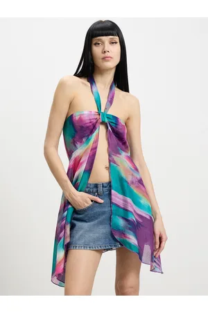 Calliope Printed Halter Neck Slit Longline Top