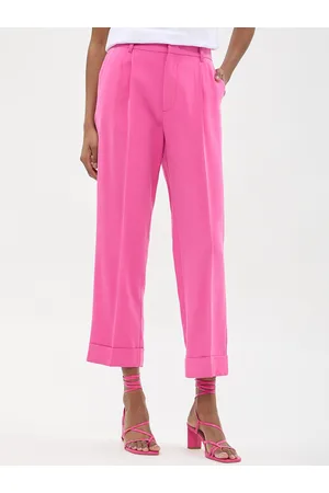 Calliope Women Straight Fit High-Rise Pleated Cropped Trousers