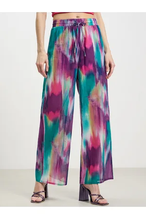 Calliope Women Cotton Dyed Flared High-Rise Trousers