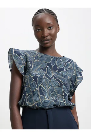 Calliope Tropical Print Flutter Sleeve Top