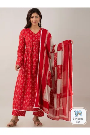 Celebravo Ethnic Motif Printed Regular Pure Cotton Kurta With Trousers & Dupatta