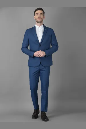 Canary London Men Blue Self Design Slim-Fit Single-Breasted Two-Piece Formal Suit