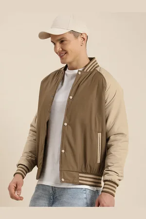 HERE&NOW Colourblocked Stand-Collar Bomber Jacket
