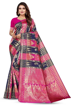 Varanga Ethnic Motifs Woven Design Zari Banarasi Saree