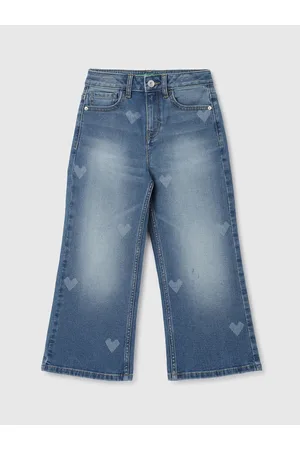 Benetton Girls Wide Leg Clean Look Heavy Fade Jeans
