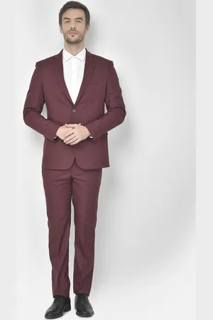 Canary London Men Maroon Solid Slim-Fit 2 Piece Formal Suit