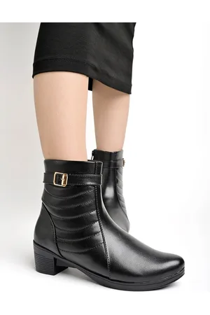 Shoetopia Women Buckled Block Heeled Chunky Boots