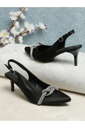 Flat n Heels Pointed Toe Embellished Slim Mules With Backstrap