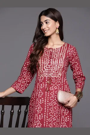 Varanga Women Bandhani Printed Gotta Patti Cotton Kurta