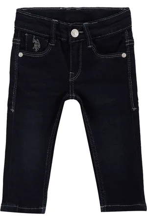 Ralph Lauren Girls Blue Slim Fit Mid-Rise Mildly Distressed Stretchable Jeans