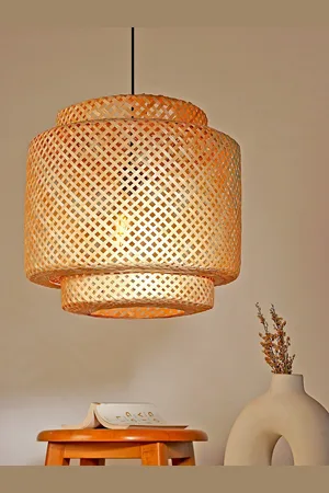 HABERE INDIA Beige Bamboo Pendant Lampshade