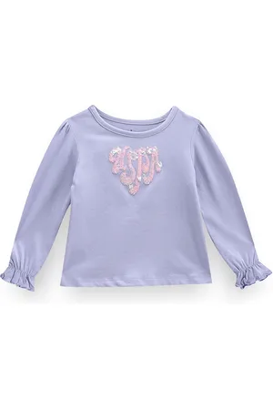 Ralph Lauren Girls Embellished Cuffed Sleeves Cotton Regular T-shirt