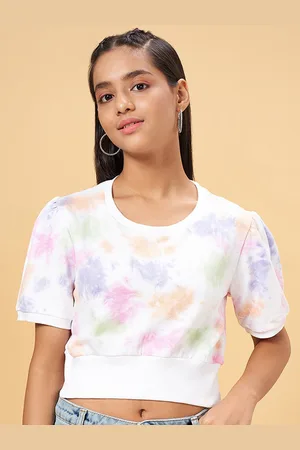 Pantaloons Girls Dyed Cropped T-Shirt
