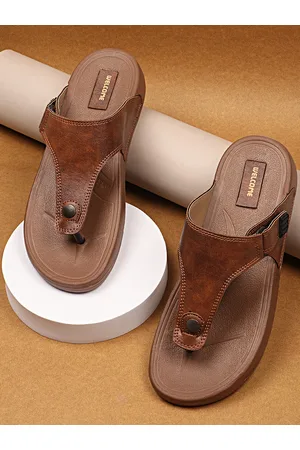 Welcome Men Tan Solid Comfort Sandals