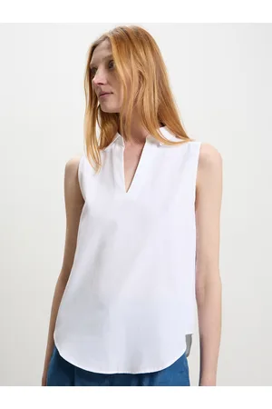 Calliope Mandarin Collar Cotton Top