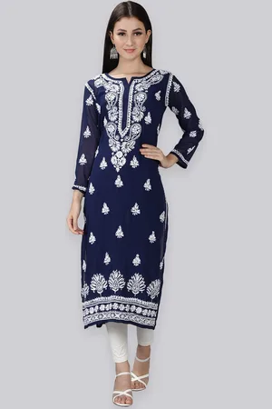 Seva Chikan Paisley Embroidered Chikankari Kurta With Slip