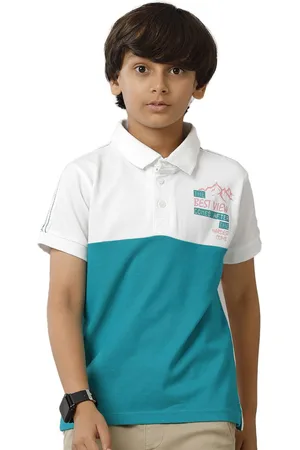 UNDER FOURTEEN ONLY Boys Colourblocked Polo Collar Cotton T-shirt