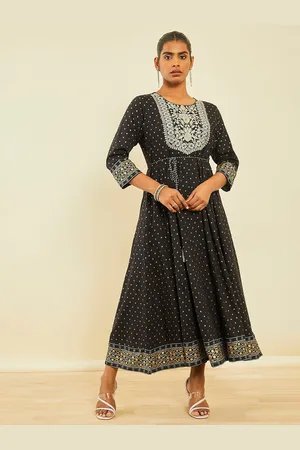 Soch Ethnic Motifs Embroidered Fit and Flare Maxi Ethnic Dress