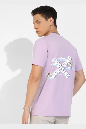 Campus Lavender & White Typographic Printed Cotton T-shirt