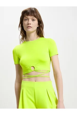Calliope Waist Tie-Up Ring Detail Crop Top