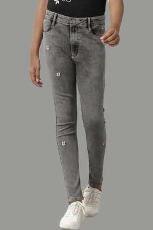 UNDER FOURTEEN ONLY Girls Skinny Fit Clean Look Heavy Fade Jeans