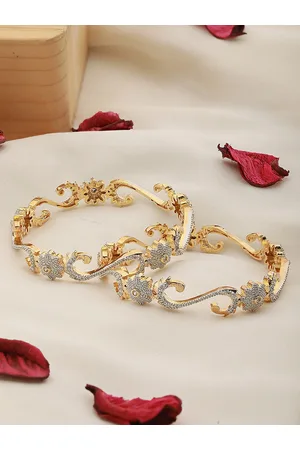 Saraf RS Jewellery Set of 2 Gold-Plated AD Studded Bangles