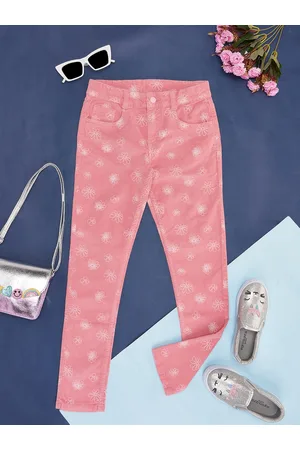 Pantaloons Girls Floral Printed Comfort Corduroy Trousers