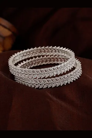 ESTELE Set Of 2 Rhodium-Plated AD-Studded Bangles