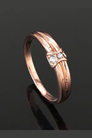 ESTELE Rose Gold-Plated Crystal Studded Slip-On Finger Ring