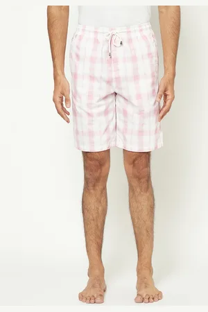 Crimsoune Club Men Mid-Rise Pure Cotton Checked Lounge Shorts