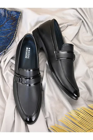 HERE&NOW Men Black Textured Formal Horsebit Loafers