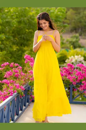 Ambraee Shoulder Straps Smocked Detail Tiered Maxi Dress