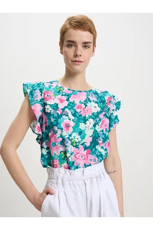 Calliope Floral Print Flutter Sleeve Top