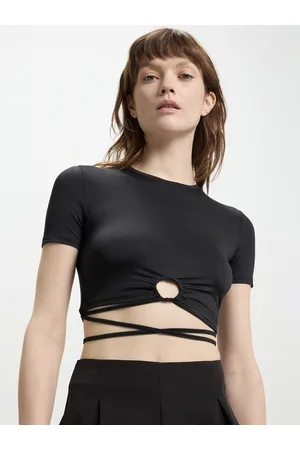 Calliope Waist Tie-Up Ring Detail Crop Top