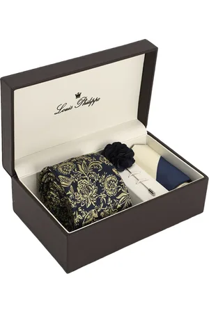 Louis Philippe Men Printed Tie Pocket Square And Lapel Pin