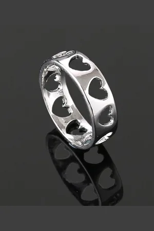 ESTELE Rhodium-Plated Heart-Shaped Slip-On Finger Ring