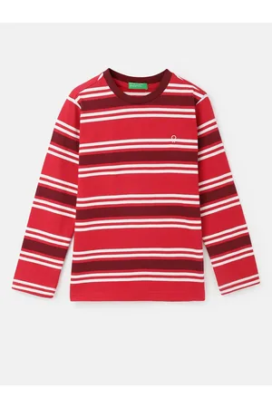 Benetton Boys Striped Round Neck Cotton Regular T-shirt