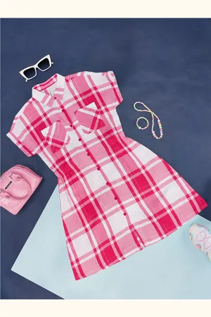 Pantaloons Girls Checked Cotton Shirt Dress