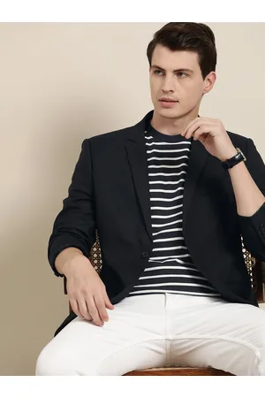 Invictus Men Notched Lapel Slim Fit Single-Breasted Blazer