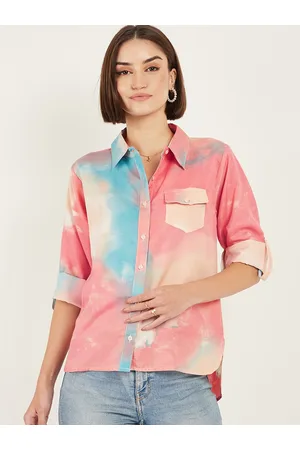 DressBerry Pink Tie and Dyed Casual Shirt