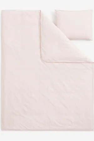 H&M Pink Linen-Blend Single Duvet Cover Set