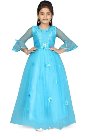 BAESD Girls Embellished Round Neck Fit & Flare Maxi Dress