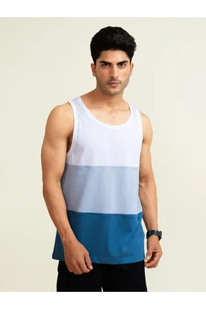 DaMENSCH Men Colorblocked Blue Cotton Regular Fit Colorblock Lounge T-shirt