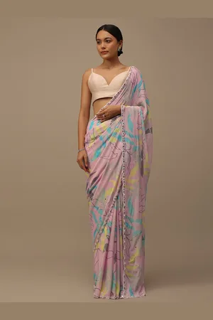 KALKI Fashion Floral Printed Organza Saree With Blouse