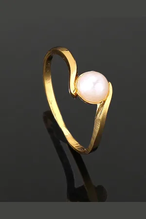 ESTELE Gold-Plated Pearl Studded Slip-On Finger Ring